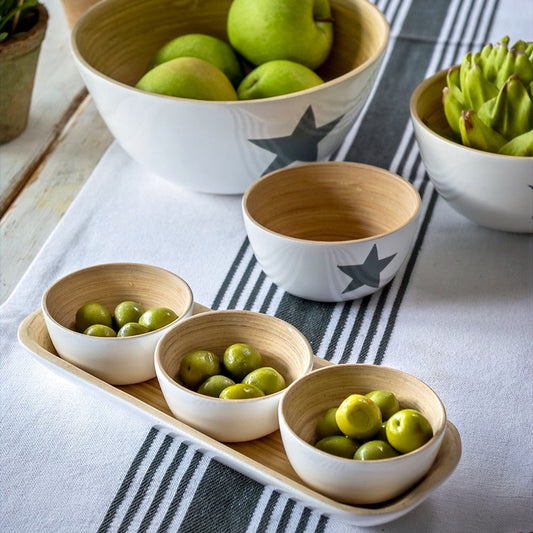 Bamboo Dipping Bowls & Tray