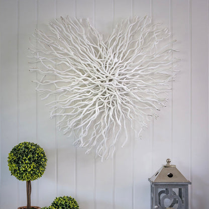 Chunky White Twig Heart - Large