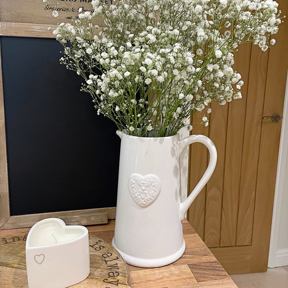 White Ceramic Heart Embossed Jug