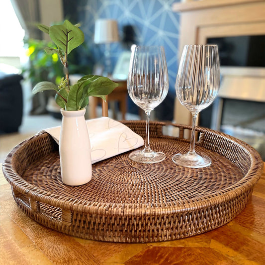 Natural Rattan Drinks/Serving Tray