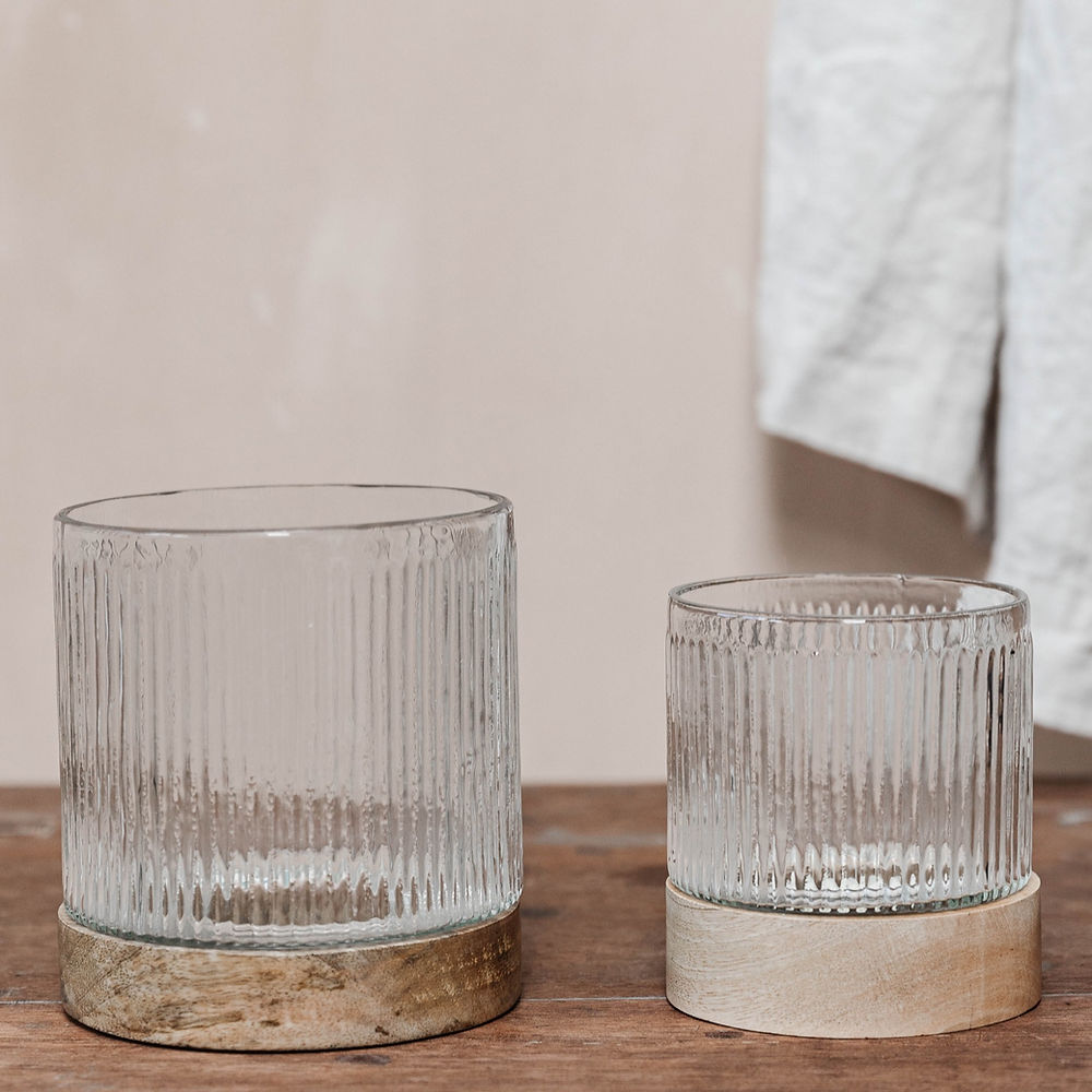 Ribbed Glass Candle Holders