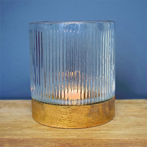 Ribbed Glass Candle Holders