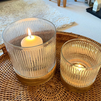 Ribbed Glass Candle Holders