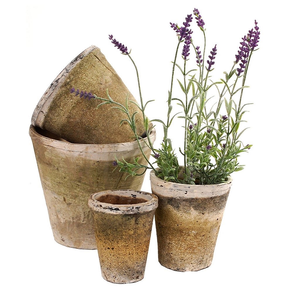 Antiqued Whitestone Rose Pots