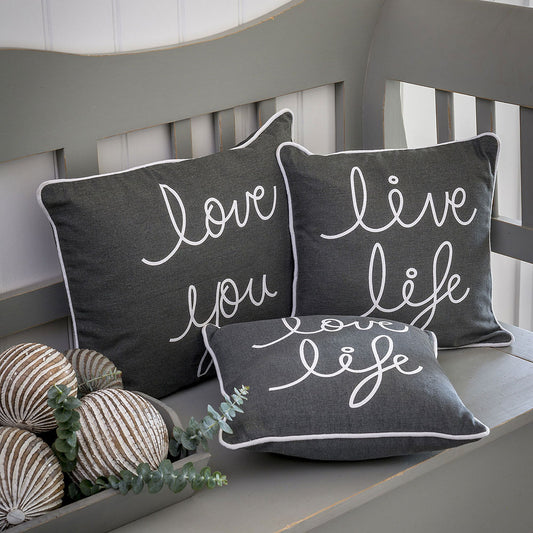 Grey Slogan Cushion