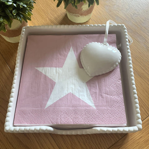 Pink And White Star Napkin