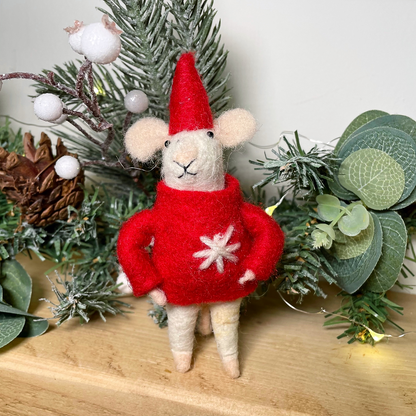 Felt Mouse In Red Jumper