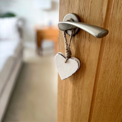 White Wooden Hanging Heart