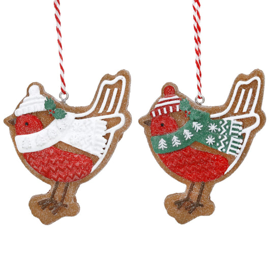 Hanging Gingerbread Robin Decoration