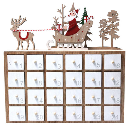 Santa & His Sleigh Wooden Advent Calendar