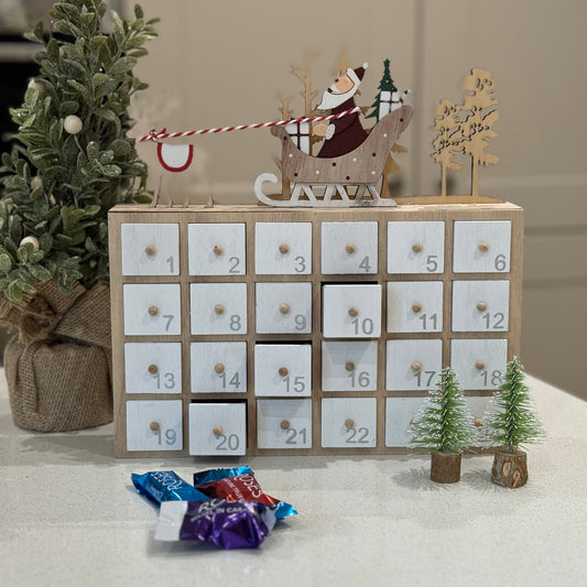 Santa & His Sleigh Wooden Advent Calendar