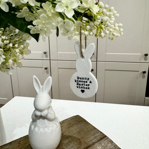 White Ceramic Bunny Hanging Ornament