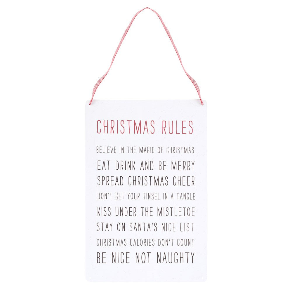 Christmas Rules Metal Sign