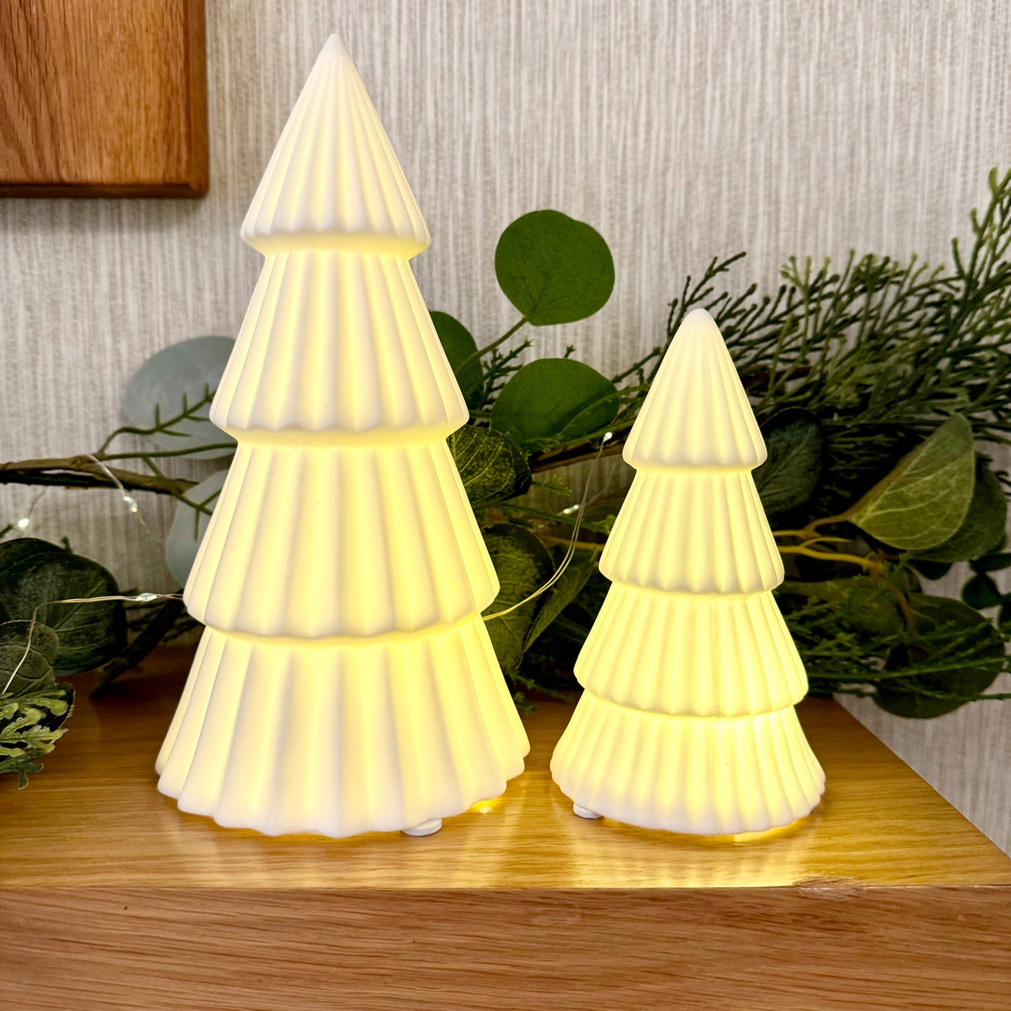 White Ceramic LED Ribbed Christmas Tree