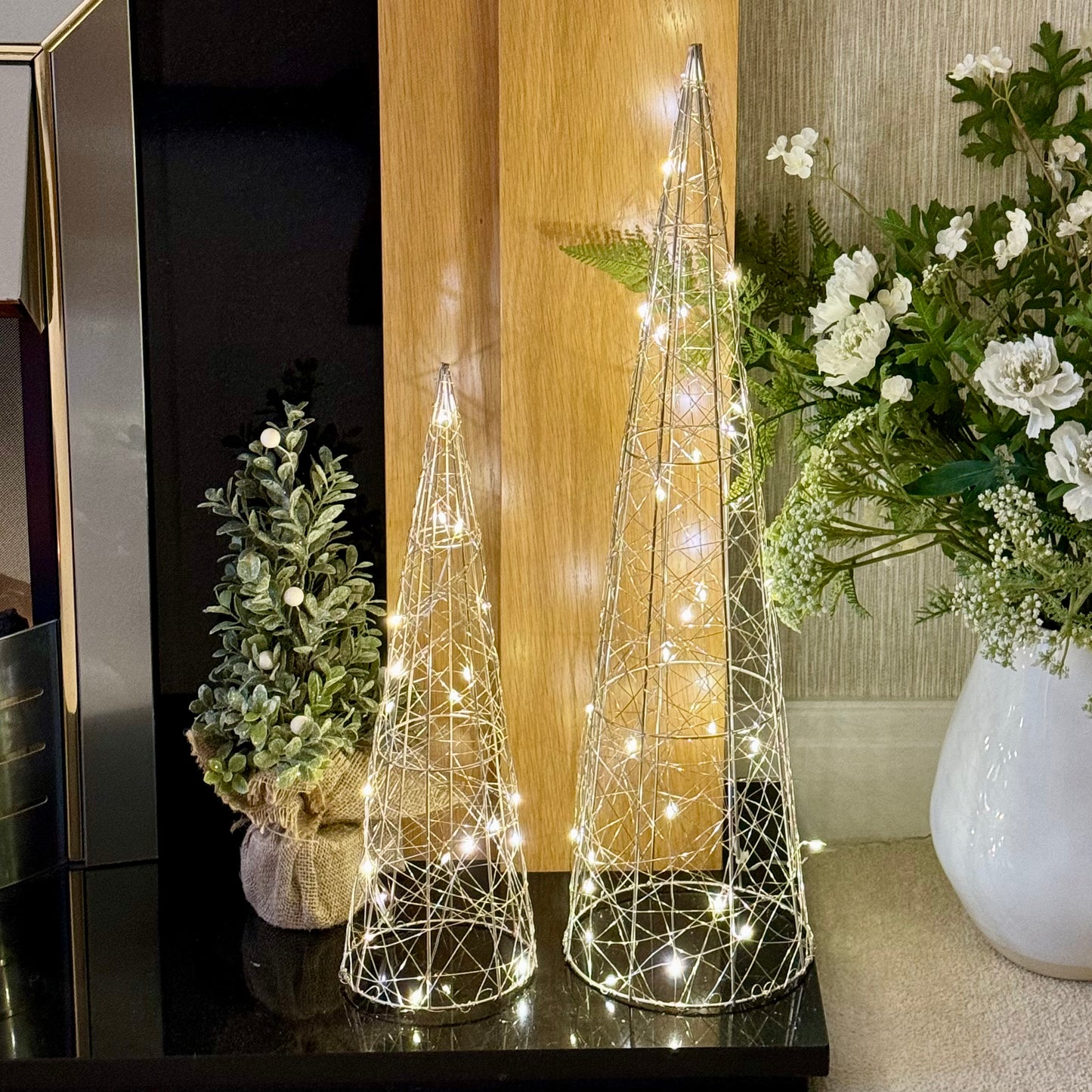 Gold LED Cone Tree | Set of 2