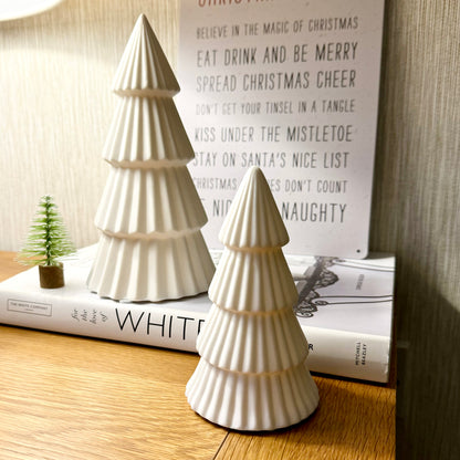 White Ceramic LED Ribbed Christmas Tree