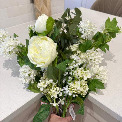 Faux Ivory & Green Bouquet