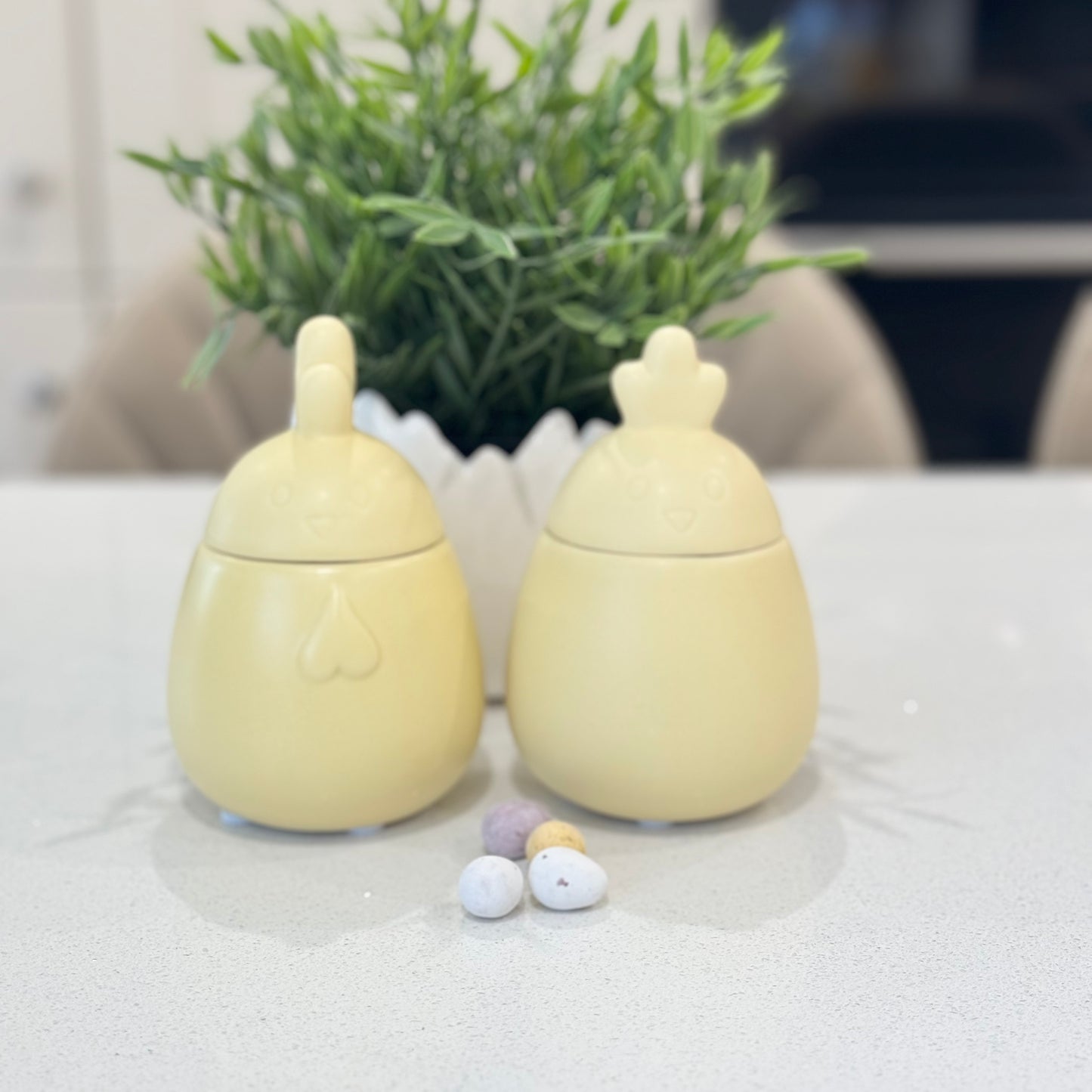 Lemon Rooster And Hen Jars | Set Of 2