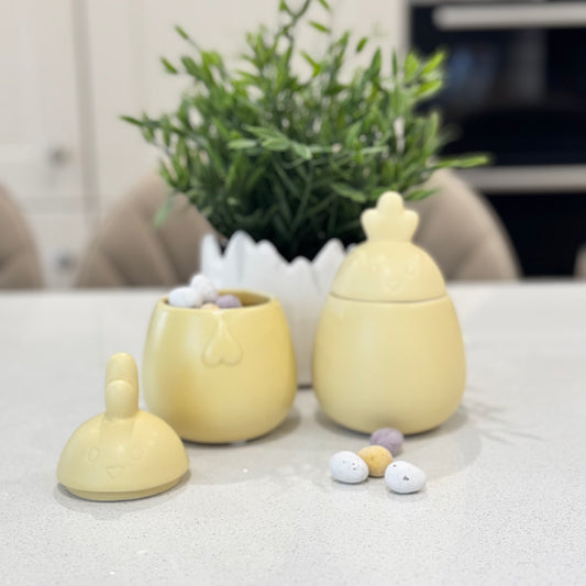 Lemon Rooster And Hen Jars | Set Of 2