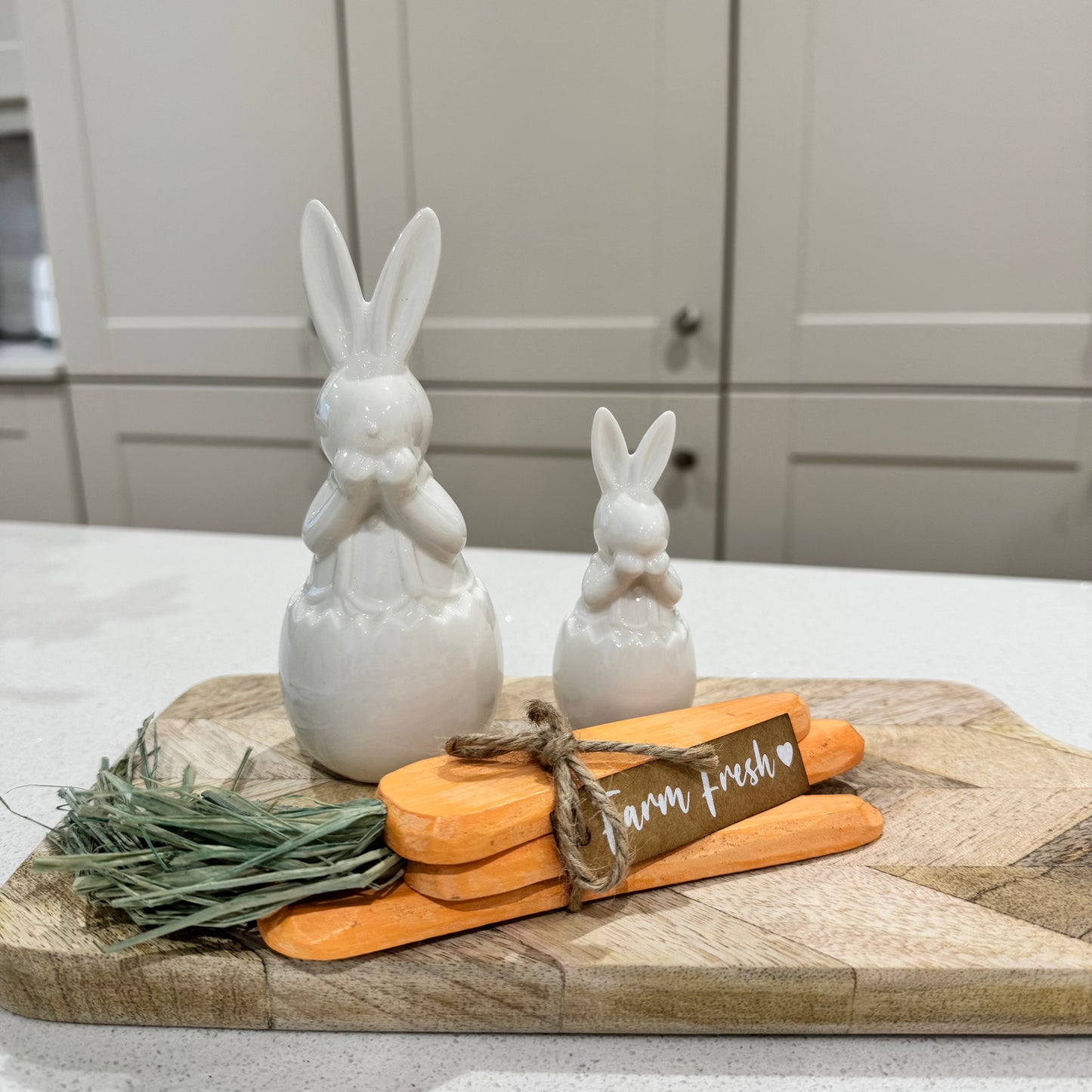 White Ceramic Bunny In Egg