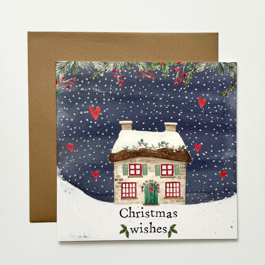 Christmas Cottage Snowy Scene Christmas Card